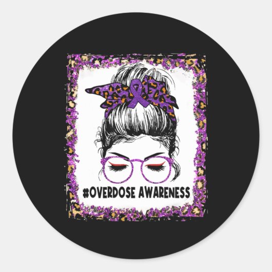Sticker Rond Surdose de sensibilisation Porter Leopard pourpre (Devant)