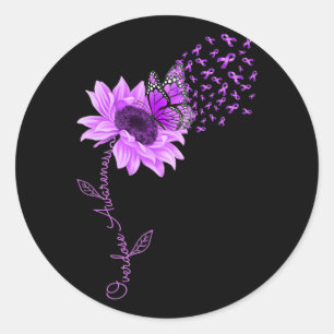 Sticker Rond Surdose de tournesol violet de papillon