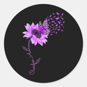 Sticker Rond Surdose de tournesol violet de papillon