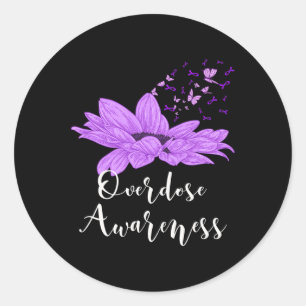 Sticker Rond Surdose de tournesol violet de papillon