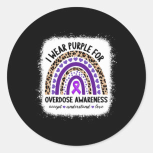 Sticker Rond Surdose Je Porte du Violet pour la Sensibilisation