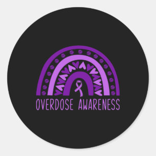Sticker Rond Surdose Reprise de la toxicomanie arc-en-ciel Ri p