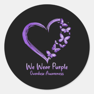 Sticker Rond Surdose Sensibilisation au papillon pourpre Coeur