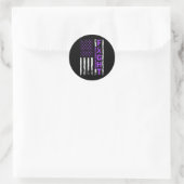 Sticker Rond Surdose Sensibilisation au ruban violet Drapeau Us (Sac)