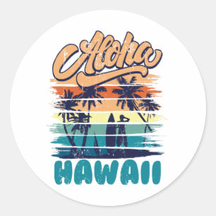 Sticker Rond Surf - Aloha Hawaï