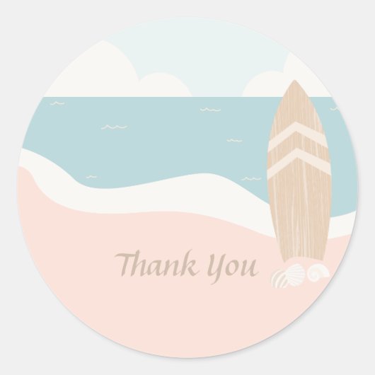 Sticker Rond Surf Beach Merci (Devant)