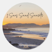 Sticker Rond Surf Beach Personnalisé (Devant)
