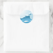 Sticker Rond Surf Blue Wave et océan (Sac)