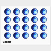 Sticker Rond surf cool bleu vague (Feuille)