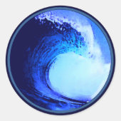 Sticker Rond surf cool bleu vague (Devant)
