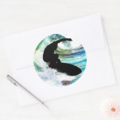 Sticker Rond Surf dans la vague de curling (Enveloppe)
