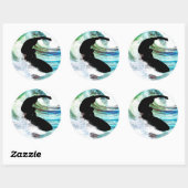 Sticker Rond Surf dans la vague de curling (Feuille)