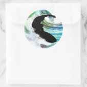 Sticker Rond Surf dans la vague de curling (Sac)