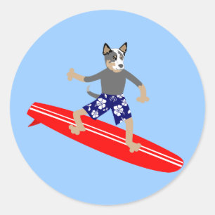 Sticker Rond Surf de chien de bétail australien