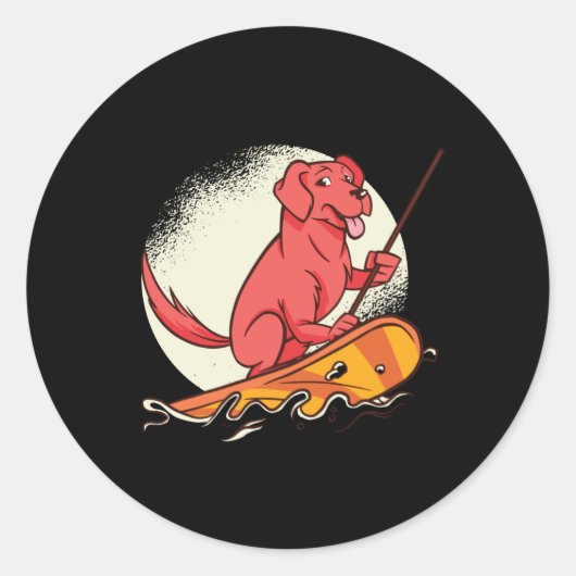 Sticker Rond Surf de pagaie de chien SUP (Devant)