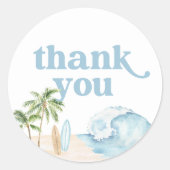 Sticker Rond Surf de plage Anniversaire (Devant)