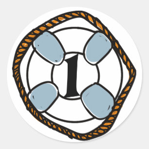 Sticker Rond Surf de plage Premier anniversaire