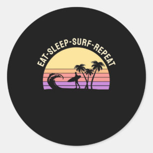 Sticker Rond Surf de sommeil de manger répéter