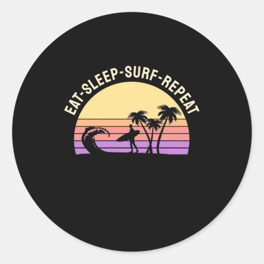 Sticker Rond Surf de sommeil de manger répéter (Devant)
