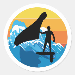 Sticker Rond Surf de surf à voile hydrofuge Rétro Vintage