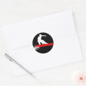 Sticker Rond surf des neiges. rouge (Enveloppe)