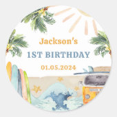 Sticker Rond Surf d'été Fête d'anniversaire (Devant)