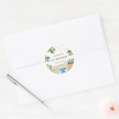 Sticker Rond Surf d'été Fête d'anniversaire (Enveloppe)