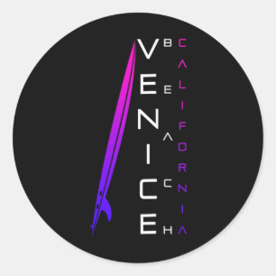Sticker Rond Surf en Californie - Venice Beach - Plage élégante
