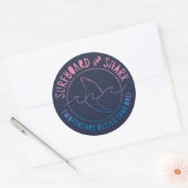 Sticker Rond Surf Et Requin Drôle Surfer Surf Été (Enveloppe)