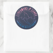 Sticker Rond Surf Et Requin Drôle Surfer Surf Été (Sac)