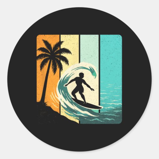 Sticker Rond Surf - Été de surf vintage (Devant)