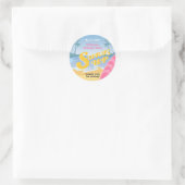 Sticker Rond Surf Fille fête d'anniversaire (Sac)