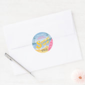 Sticker Rond Surf Fille fête d'anniversaire (Enveloppe)
