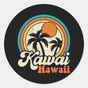 Sticker Rond Surf Kawaii Hawaï