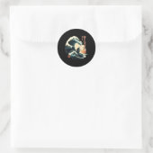 Sticker Rond Surf La Grande Vague De Kanagawa Surfer (Sac)