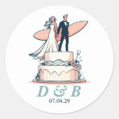 Sticker Rond Surf Mariage en couple (Devant)