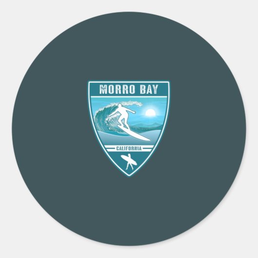 Sticker Rond Surf Morro Bay Californie (Devant)