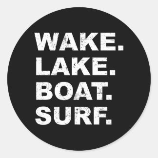 Sticker Rond Surf nautique Wake Lake Wakesurf Board Surfer