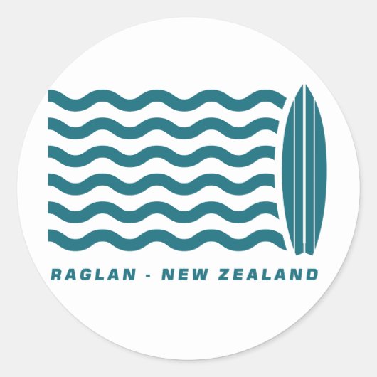 Sticker Rond Surf Raglan Nouvelle Zélande (Devant)