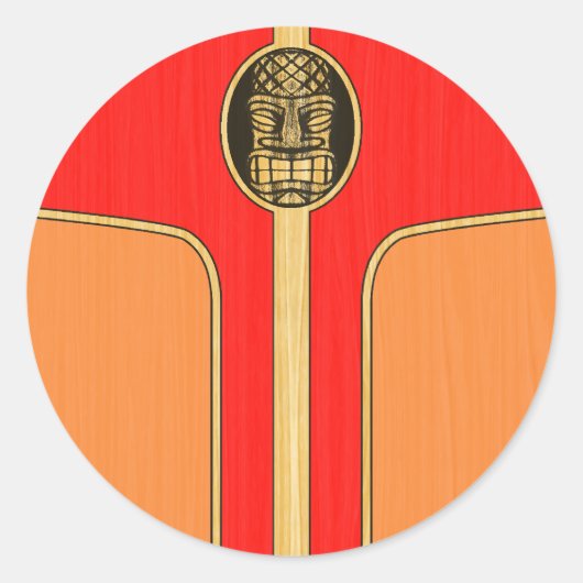 Sticker Rond Surf Retro Tiki (Devant)