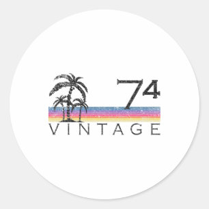 Sticker Rond Surf rétro vintage 1974 Surf océan Pacifique 50ème