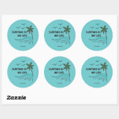 Sticker Rond Surf/Surf - Le surf est ma vie (Feuille)