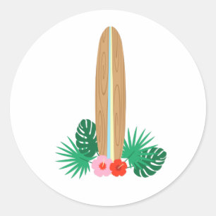Sticker Rond Surf tropical
