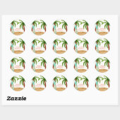 Sticker Rond Surf tropical d'été bébé à bord Baby shower (Feuille)