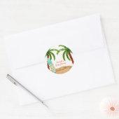 Sticker Rond Surf tropical d'été bébé à bord Baby shower (Enveloppe)