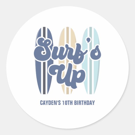 Sticker Rond Surf Up Surboard Beach Anniversaire Classic Round  (Devant)