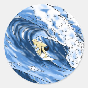 Sticker Rond Surfer