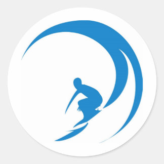 Sticker Rond Surfer