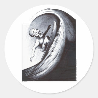 Sticker Rond Surfer