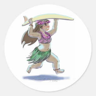 Sticker Rond surfer
